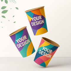 Collectie bedrukte kartonnen koffiebekers in diverse formaten – Cuppix