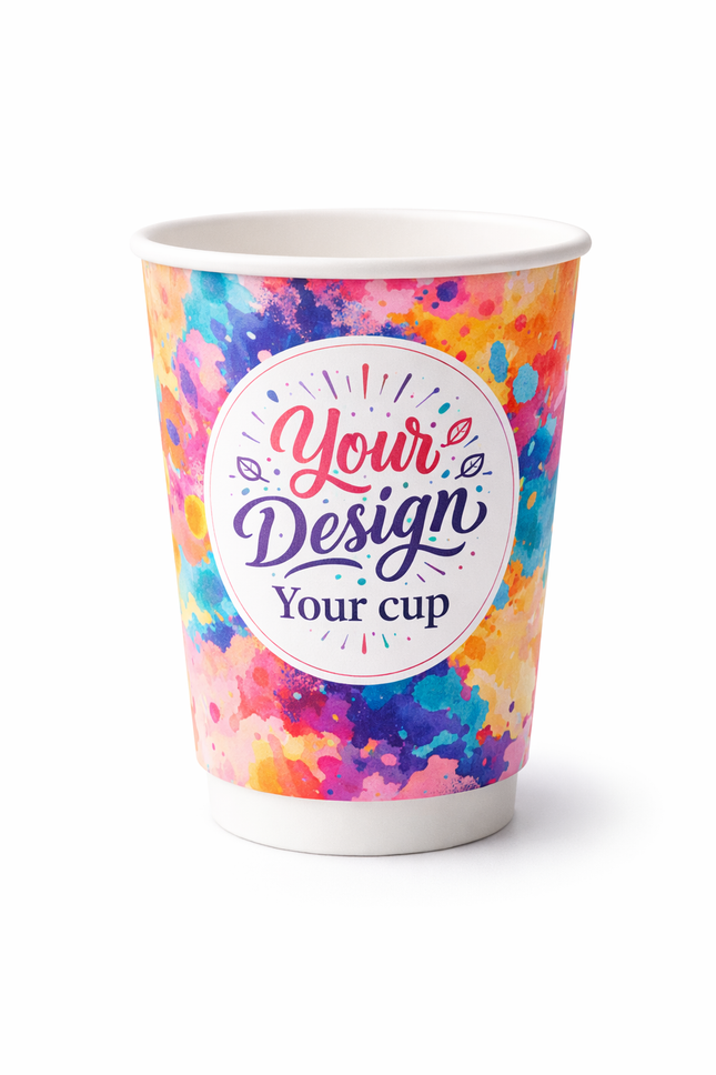 12 oz (360 ml) Dubbelwandige Bedrukte Kartonnen Koffiebeker