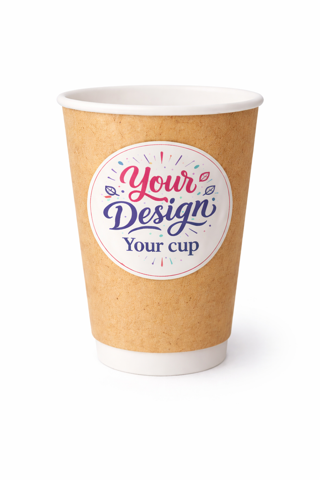 12 oz (360 ml) Dubbelwandige Bedrukte Kraft Kartonnen Koffiebeker