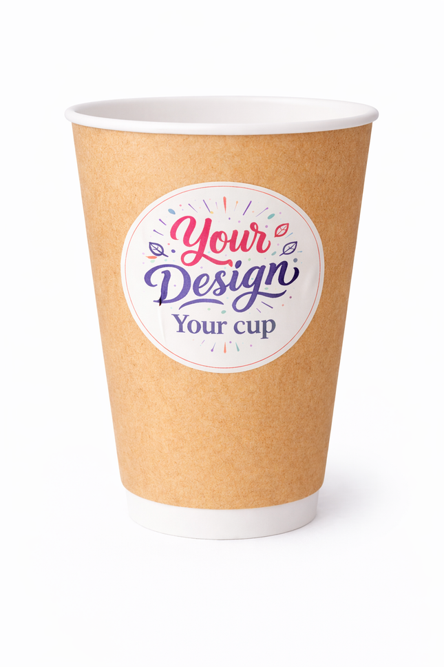 16 oz (480 ml) Dubbelwandige Bedrukte Kraft Kartonnen Koffiebeker