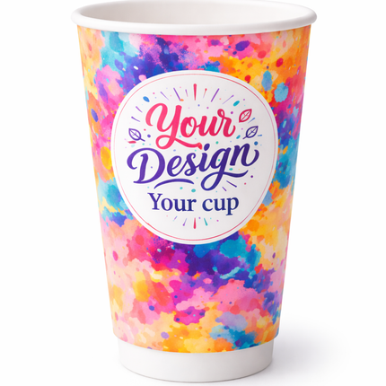 16 oz (480 ml) Doppelwandiger Bedruckter Karton-Kaffeebecher