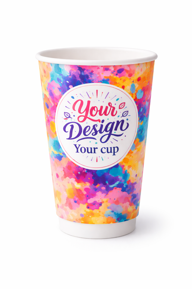 16 oz (480 ml) Dubbelwandige Bedrukte Kartonnen Koffiebeker