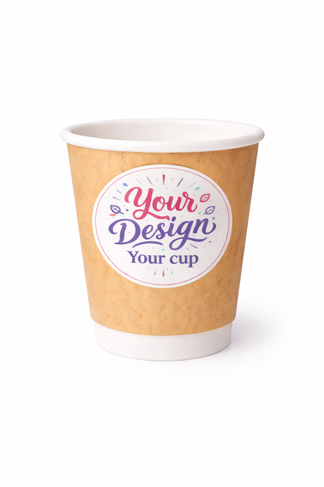 8 oz (240 ml) Dubbelwandige Bedrukte Kraft Kartonnen Koffiebeker