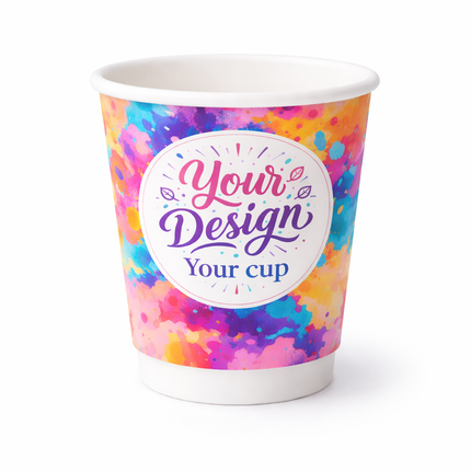 8 oz (240 ml) Doppelwandiger Bedruckter Karton-Kaffeebecher