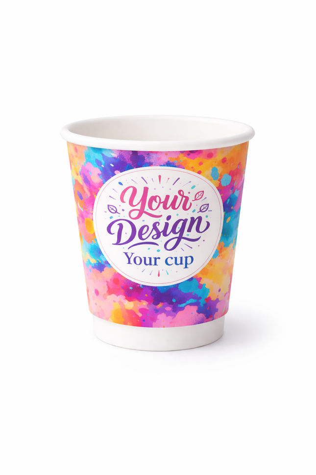 8 oz (240 ml) Dubbelwandige Bedrukte Kartonnen Koffiebeker