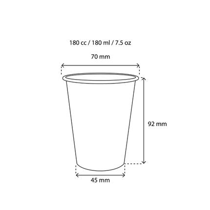Pappbecher für Kaffee, 180 ml (7,5 oz) – Weiß