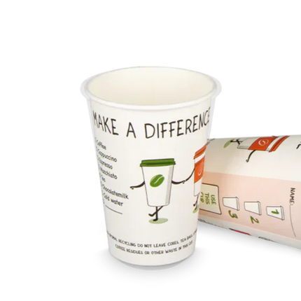 Achterzijde van Kartonnen recycle koffiebeker 180 ml van FSC-gecertificeerd karton – Cuppix