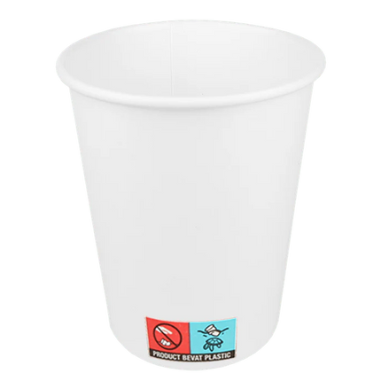 Achterzijde van Witte kartonnen koffiebeker 230 ml (8 oz) voor cappuccino en grotere koffies – Cuppix