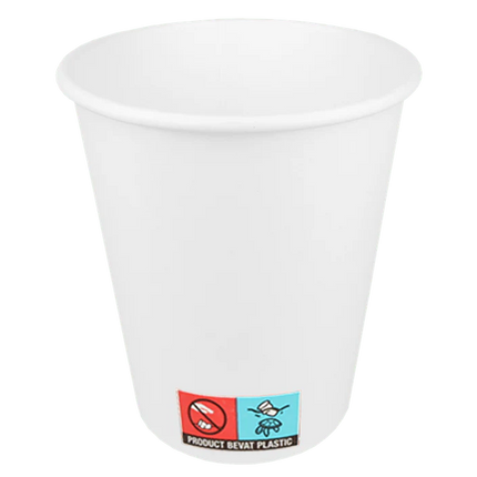 Achterzijde van Witte kartonnen koffiebeker 300 ml (10 oz) voor cappuccino en latte – Cuppix