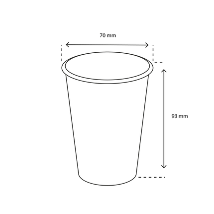 Afmetingen van Kraft kartonnen koffiebeker 180 ml met natuurlijke bruine uitstraling – Cuppix