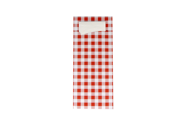 Cutlery Pouch Farmers' Gingham with White Napkin