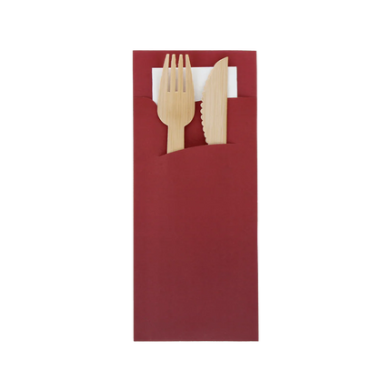 Bestecktasche Pochette Bordeaux mit weißer Serviette