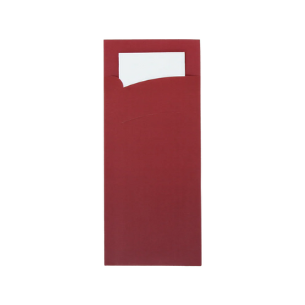 Bestecktasche Pochette Bordeaux mit weißer Serviette