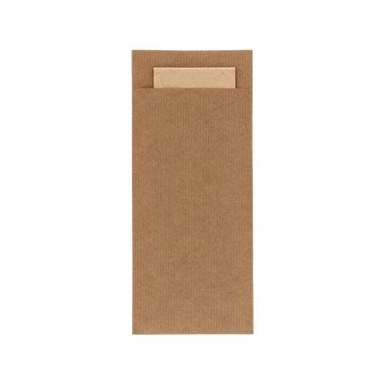 Bestecktasche Pochette Kraft mit Naturfarbener Serviette