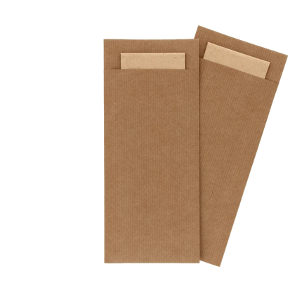 Bestecktasche Pochette Kraft mit Naturfarbener Serviette