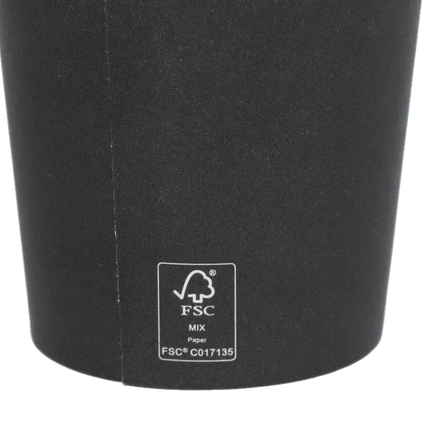 Fsc label van Zwarte kartonnen espressobeker 120 ml (4 oz) van FSC Mix karton – Cuppix