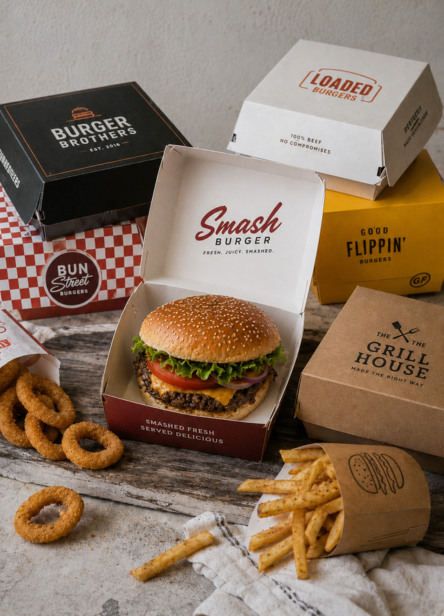 Hamburgerdozen bedrukken