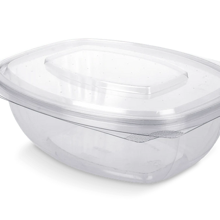 Salatschale mit Klappdeckel 1000 ml rPET Transparent