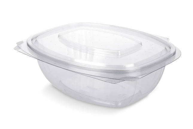 Salatschale mit Klappdeckel 1000 ml rPET Transparent