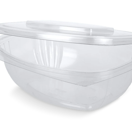 Salatschale mit Klappdeckel 1000 ml rPET Transparent