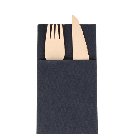Airlaid Servietten Besteckfalz 32 x 40 cm Schwarz