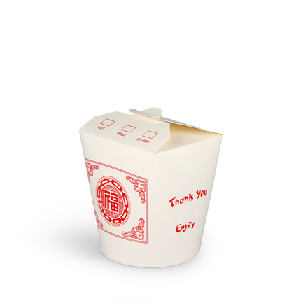 Wok to Go Cup 16oz 400 ml Cardboard White with Red