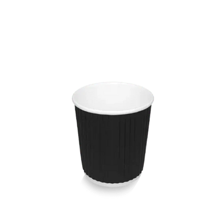 Zwarte Ripple kartonnen koffiebeker 120 ml (4 oz) met warmte-isolerende wand – Cuppix