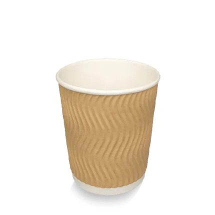 Kraft Ripple kartonnen koffiebeker 230 ml (8 oz) met isolerende ribbelwand – Cuppix