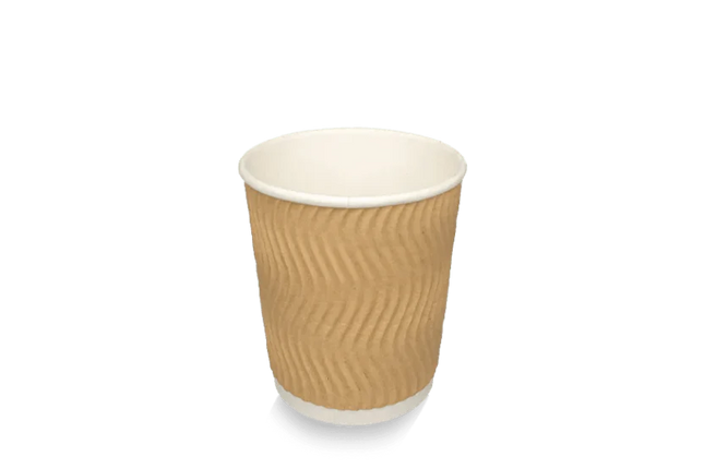 Kraft Ripple kartonnen koffiebeker 230 ml (8 oz) met isolerende ribbelwand – Cuppix