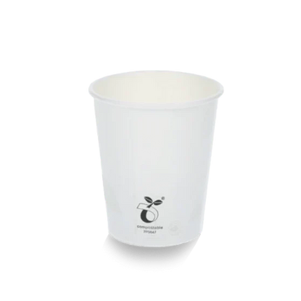 Witte biologisch afbreekbare kartonnen koffiebeker 230 ml (8 oz) met PLA-coating – Cuppix