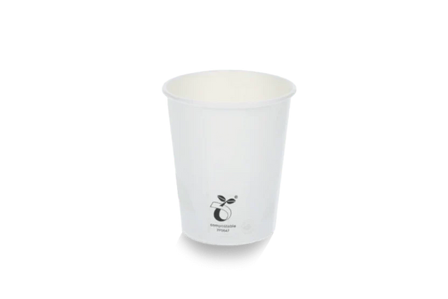 Witte biologisch afbreekbare kartonnen koffiebeker 230 ml (8 oz) met PLA-coating – Cuppix