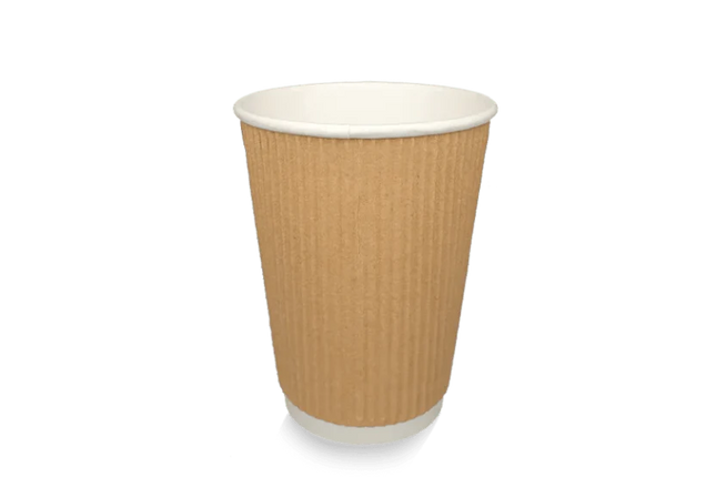 Ripple Kraft kartonnen koffiebeker 360 ml (12 oz) met isolerende ribbelwand – Cuppix